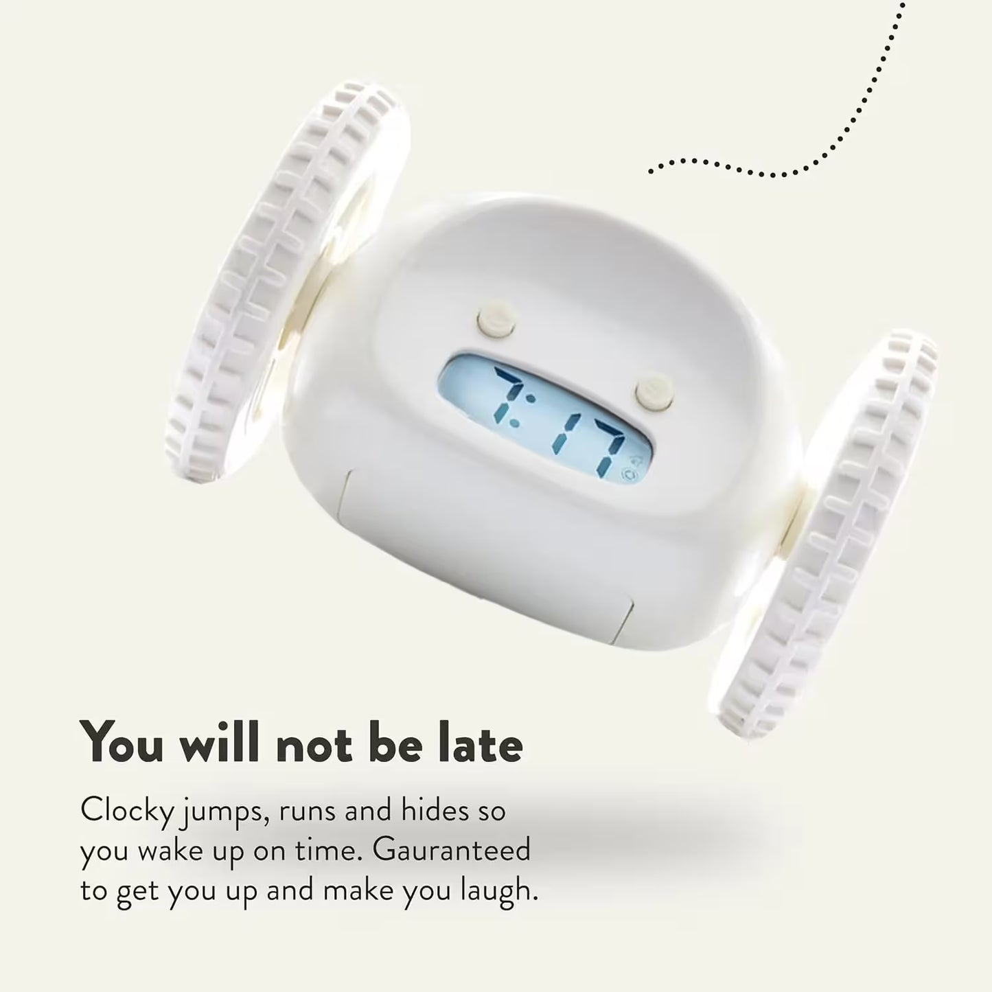 The Runaway Alarm Clock on Wheels