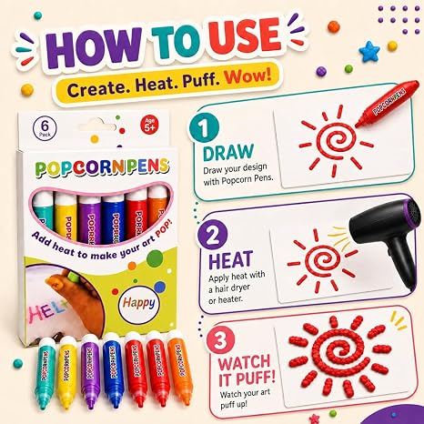 Popcorn Pen – 3D Puffy Drawing Pens