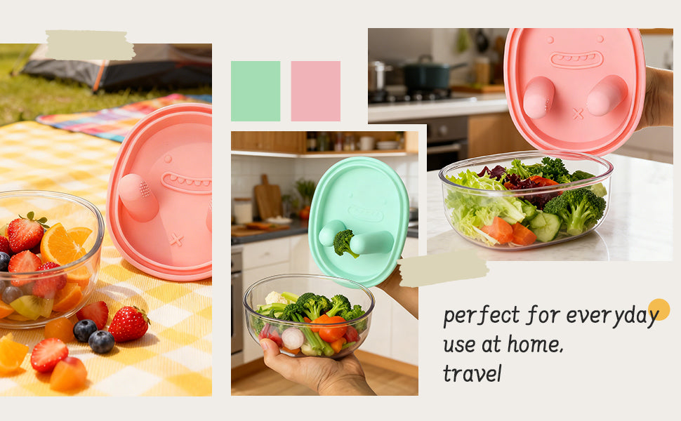 Snack Finger Container with 2 Lids
