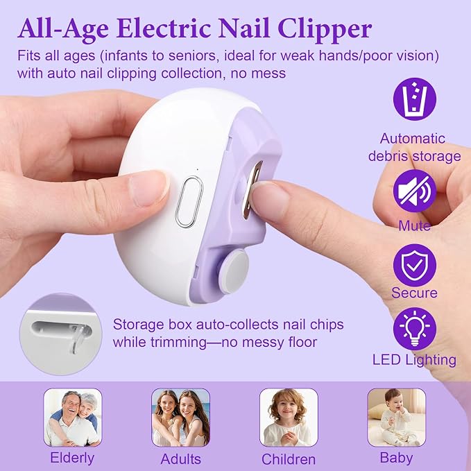 Electric Nail Trimmer – 2-in-1 Grinder & Clipper - Divinix store