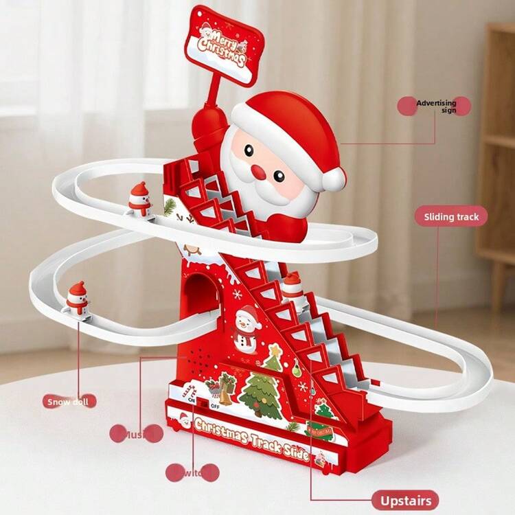 Santa Claus Climbing Toy with Lights & Music – Christmas Stair Slide Track - Divinix store