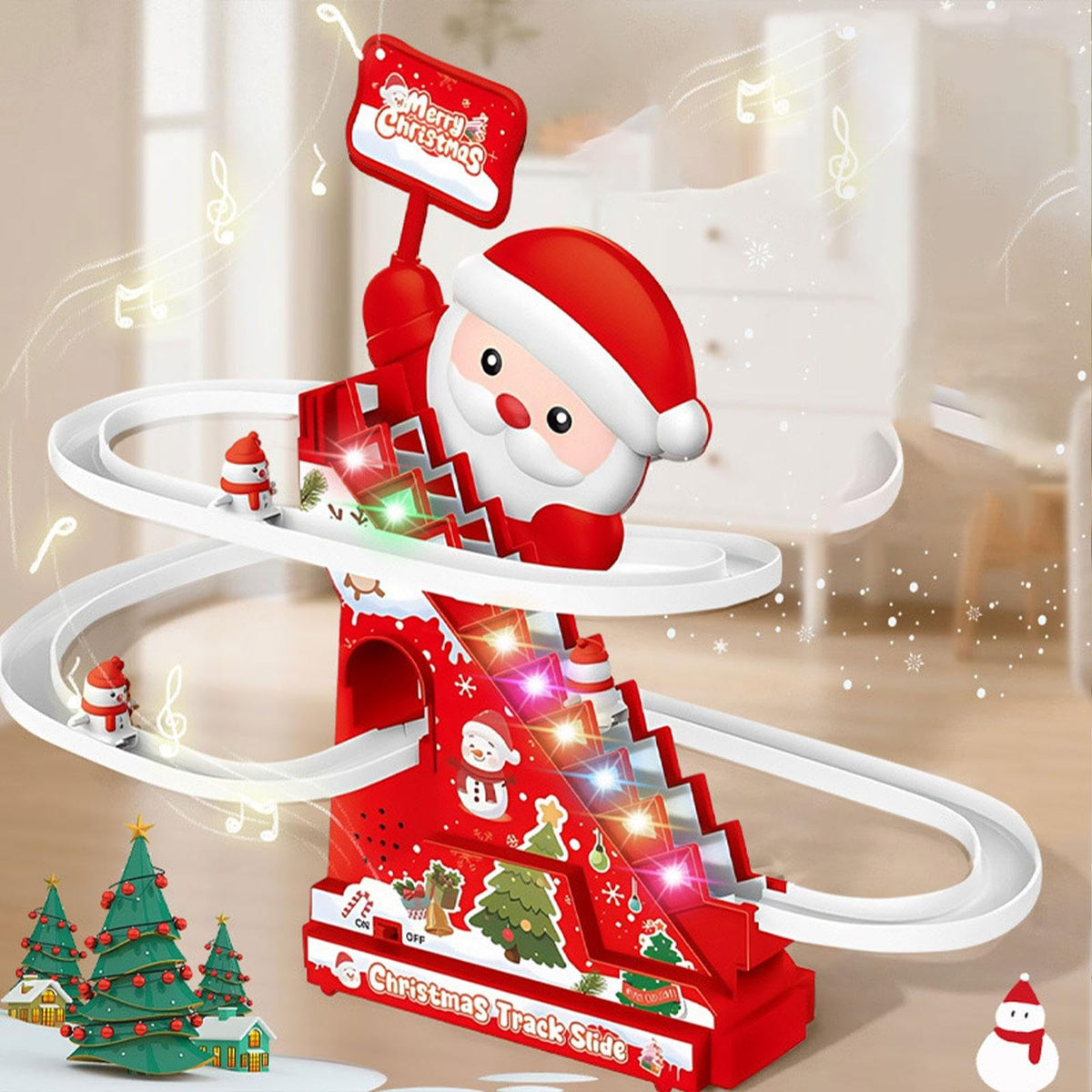 Santa Claus Climbing Toy with Lights & Music – Christmas Stair Slide Track - Divinix store