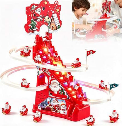 Santa Claus Climbing Toy with Lights & Music – Christmas Stair Slide Track - Divinix store