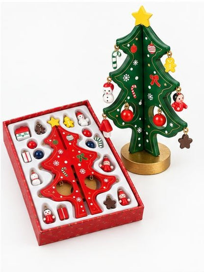 Wooden Christmas Tree with Colorful Hanging Ornaments - Divinix store