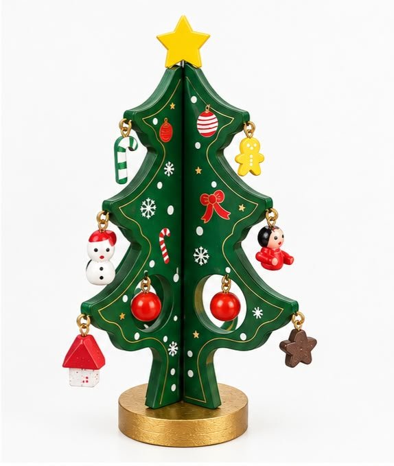 Wooden Christmas Tree with Colorful Hanging Ornaments - Divinix store